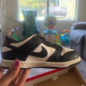 Nike Kids Black and White Low-Top Sneakers with Swoosh
